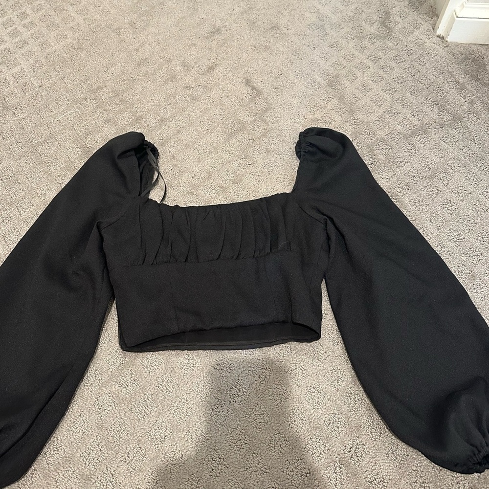 Princess Polly Black Long Sleeve Cropped